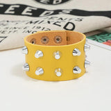 Colorful Wide PU Leather Cuff Bracelets Rivets Bangles Unisex Wristbands
