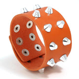 Colorful Wide PU Leather Cuff Bracelets Rivets Bangles Unisex Wristbands