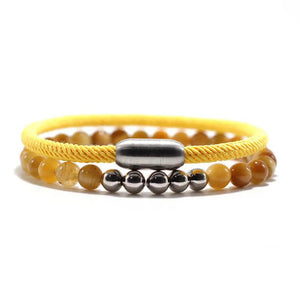 Men's Stainless Steel & Natural Stone Beads Bracelet Set