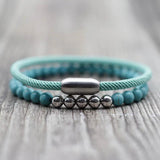 Men's Stainless Steel & Natural Stone Beads Bracelet Set