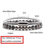 Men's Stainless Steel & Natural Stone Beads Bracelet Set