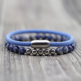 Men's Stainless Steel & Natural Stone Beads Bracelet Set