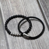 Men's Stainless Steel & Natural Stone Beads Bracelet Set