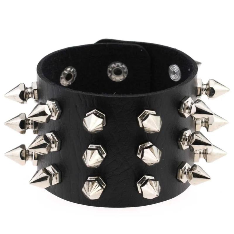Punk Rock Spike Rivet Leather Bracelet Gothic Bangle