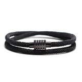 Men Women Red Braided Bracelet Stainless Steel Magnet Biker Accessory