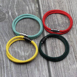 Men Women Red Braided Bracelet Stainless Steel Magnet Biker Accessory
