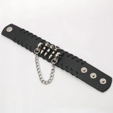 PU Leather Bracelet Bullet Wristband Men's Skull Metal Chain Biker Rock Gothic