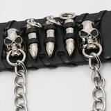 PU Leather Bracelet Bullet Wristband Men's Skull Metal Chain Biker Rock Gothic