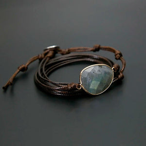 Labradorite Stone Rope Wrap Boho Friendship Bracelet