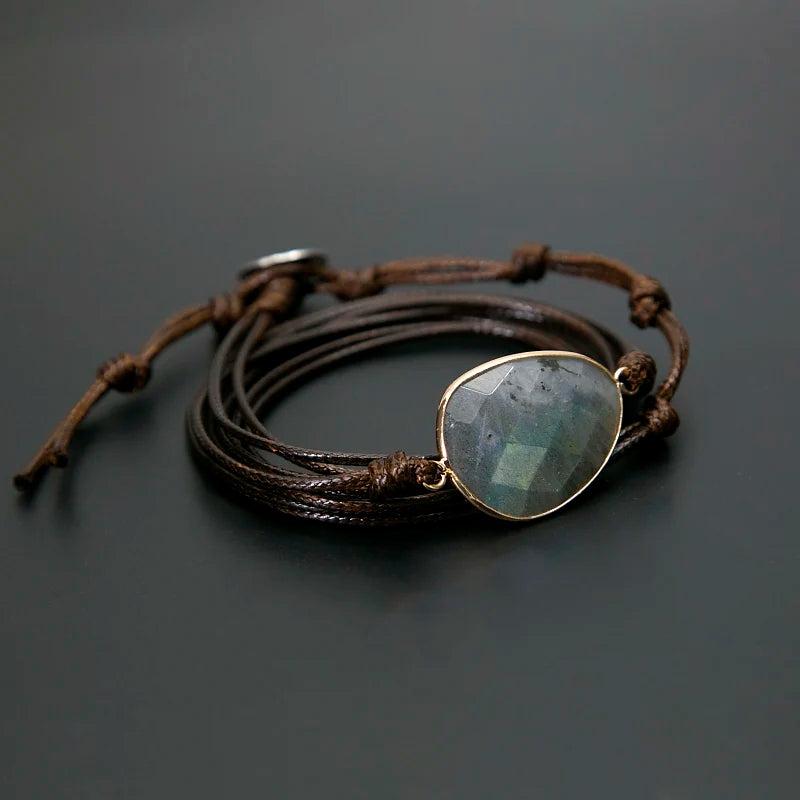 Labradorite Stone Rope Wrap Boho Friendship Bracelet