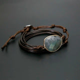 Labradorite Stone Rope Wrap Boho Friendship Bracelet