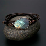 Labradorite Stone Rope Wrap Boho Friendship Bracelet