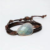 Labradorite Stone Rope Wrap Boho Friendship Bracelet