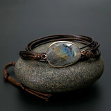 Labradorite Stone Rope Wrap Boho Friendship Bracelet