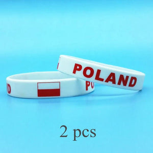 5pcs Poland Flag Bracelet Friendship Silicone Wristband Gift