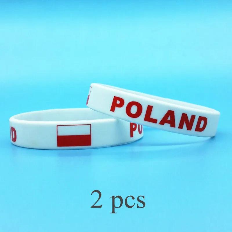 5pcs Poland Flag Bracelet Friendship Silicone Wristband Gift