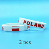 5pcs Poland Flag Bracelet Friendship Silicone Wristband Gift
