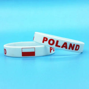 5pcs Poland Flag Bracelet Friendship Silicone Wristband Gift