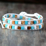 Women Leather Bracelets with Natural Stones