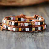 Women Leather Bracelets with Natural Stones