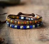 Women Leather Bracelets with Natural Stones