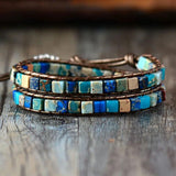 Boho Women Bracelet Natural Stone Vintage Leather Wrap Bead Bracelets