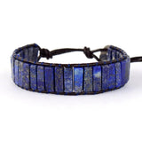 Lapis Lazuli Leather Wrap Bracelet Vintage Weaving Cuff Bijoux