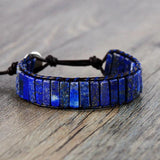 Lapis Lazuli Leather Wrap Bracelet Vintage Weaving Cuff Bijoux