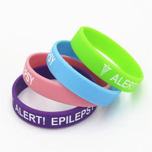 4PCS Medical Alert Bracelet Epilepsy Silicone Wristband for Kids