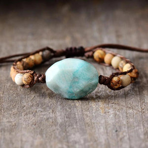 Matte Jasper Amazonite Beaded Wrap Bracelet Vegan Jewelry