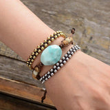 Matte Jasper Amazonite Beaded Wrap Bracelet Vegan Jewelry