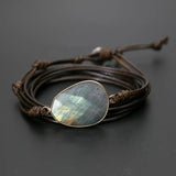 Labradorite Charm Rope Wrap Bracelet Moonstone Boho Friendship Bracelet