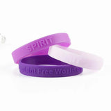 3PCS Purple Silicone Bracelets Sports Spirit Wristbands SH285