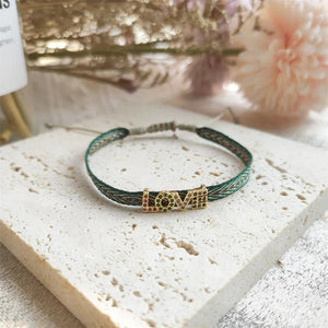 KKBEAD Rhinestone Letter Bracelets Bohemian Braided Arrow Wristband Jewelry