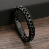 Vintage Leather Braided Bracelet Men Stainless Steel Bangle Jewelry