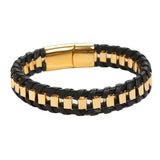 Vintage Leather Braided Bracelet Men Stainless Steel Bangle Jewelry