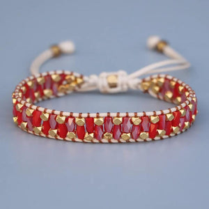 Glass Crystal Beads Wrap Bracelet Wax Rope Friendship Jewelry