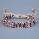 Glass Crystal Beads Wrap Bracelet Wax Rope Friendship Jewelry