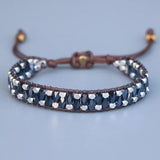 Glass Crystal Beads Wrap Bracelet Wax Rope Friendship Jewelry