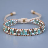 Glass Crystal Beads Wrap Bracelet Wax Rope Friendship Jewelry