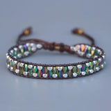 Glass Crystal Beads Wrap Bracelet Wax Rope Friendship Jewelry