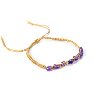 Amethyst Bracelet Mineral Beads Fortune Crystal Quartz Bangle