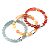 8mm Beaded Bracelet Healing Stone Red Agate Tiger Eye Rose Crystal