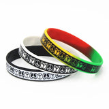 3PCS Punk Rock Silicone Wristband Sports Bracelets Rubber Charm