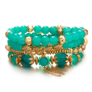 Bohemian Style Beaded Crystal Bracelets 4 Pack