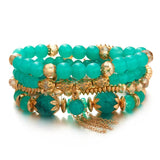 Bohemian Style Beaded Crystal Bracelets 4 Pack