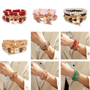 Bohemian Style Beaded Crystal Bracelets 4 Pack