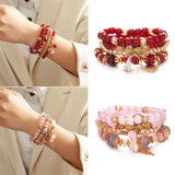 Bohemian Style Beaded Crystal Bracelets 4 Pack