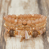 Bohemian Style Beaded Crystal Bracelets 4 Pack