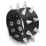 Gothic Punk Wide Leather Bracelet with Spikes Rivets Studs